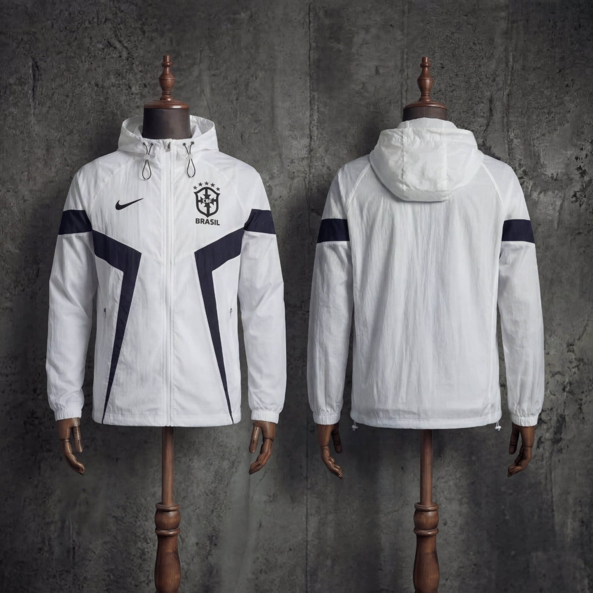2026 Brazil White and Royal Blue Windbreaker