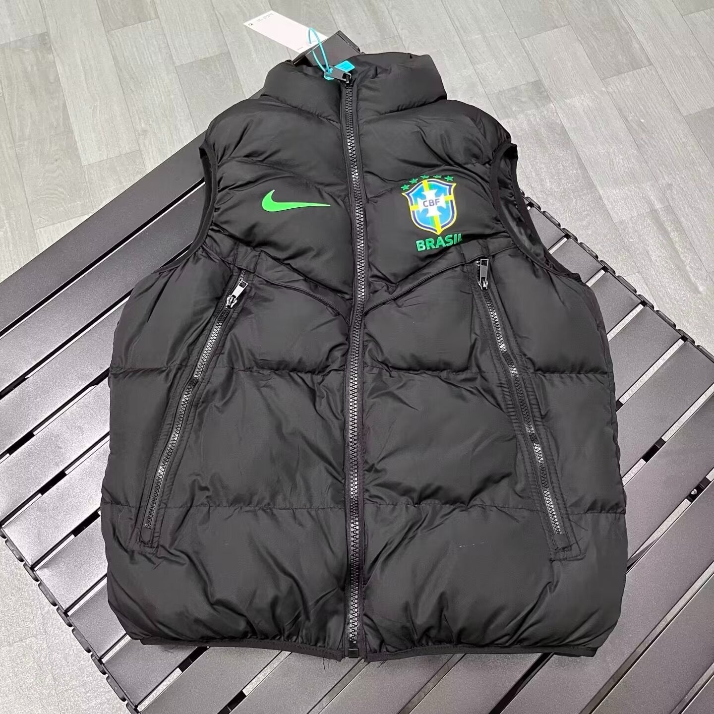 Brazil National Team Puffer Vest - Black - Official Training Collection