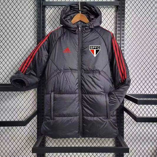 São Paulo FC Puffer Jacket with Hood - Black - Official Winter Collection