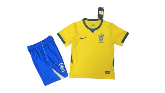 Brazil Home Kids Kit 26/27 - Full Set (Jersey + Shorts) - JUNIOR EDITION