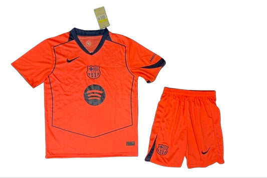 FC Barcelona Kids Away Kit 26/27 - Vibrant Orange (Shirt + Shorts)