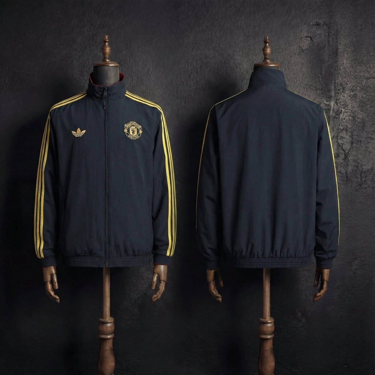 2026 Manchester United Black and Red Reversible Windbreaker