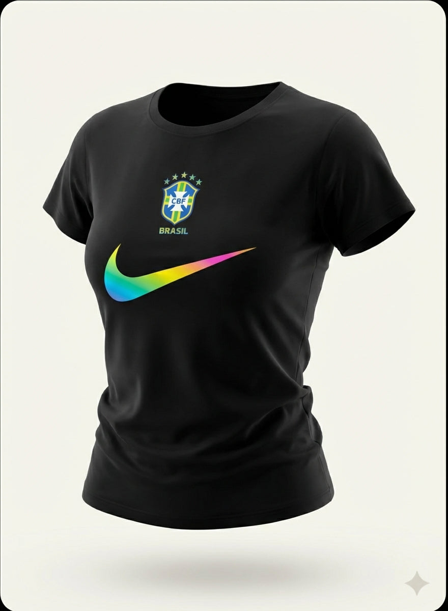 Brazil National Team Women's Special Edition T-Shirt - Black - Holographic Logo
