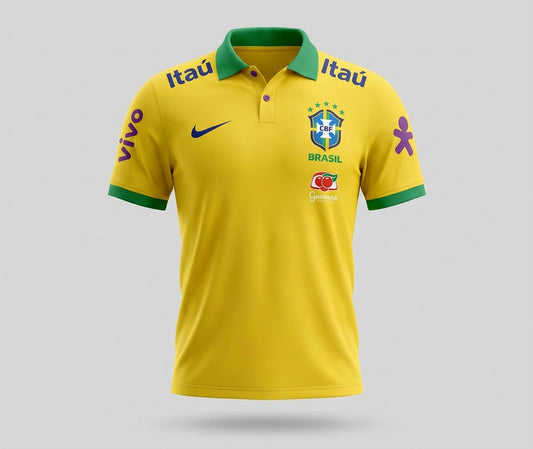 Brazil National Team Training Polo Shirt - Yellow - Official Apparel