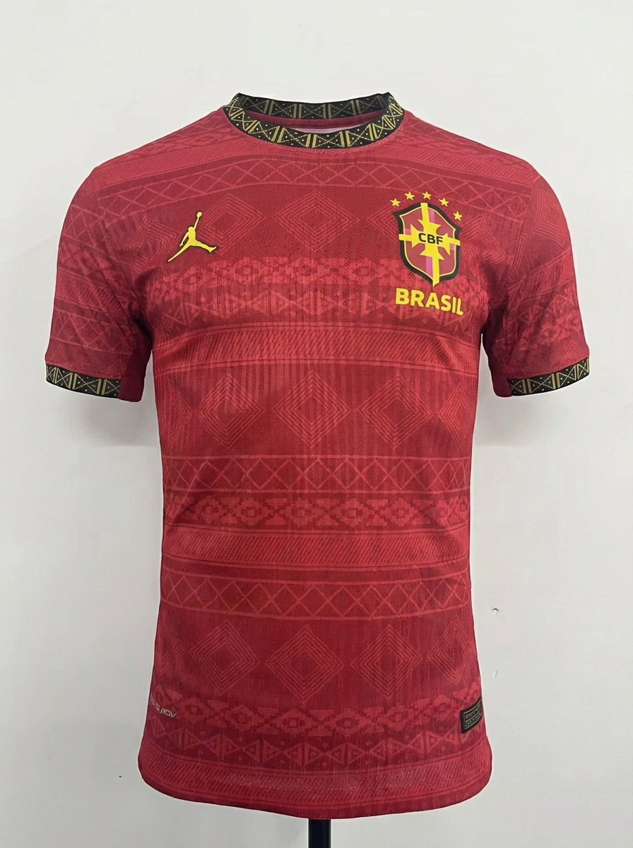 Brazil Special Edition 25/26 Shirt - Deep Red & Gold - OFFICIAL FAN VERSION