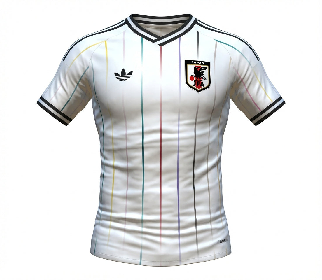 Japan World Cup 26 Shirt - White with Multicolour Stripes - OFFICIAL FAN VERSION