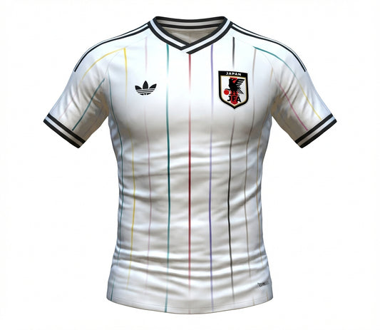 Japan World Cup 26 Shirt - White with Multicolour Stripes - OFFICIAL FAN VERSION