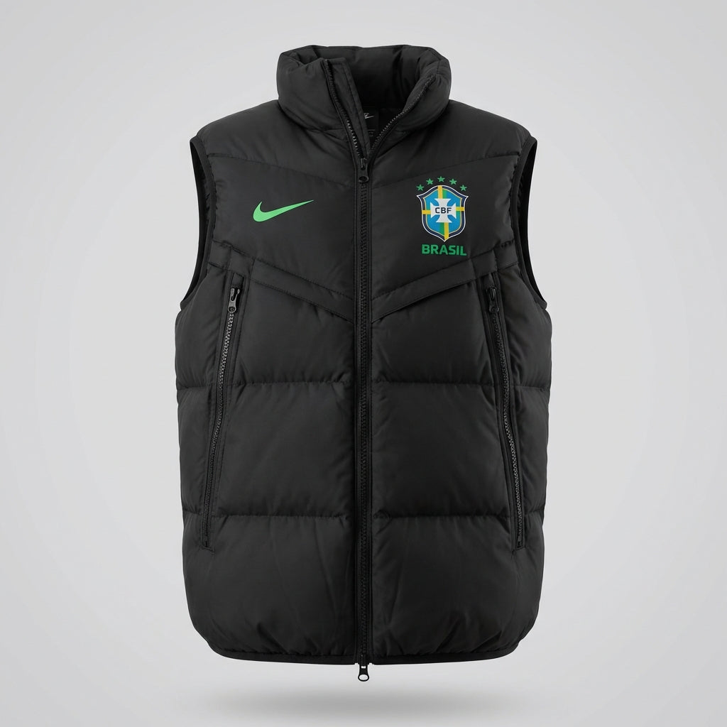 Brazil National Team Puffer Vest - Black - Official Training Collection