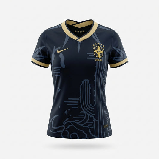 Brazil National Team Women's Jersey - Special Cultural Edition (Black & Gold)